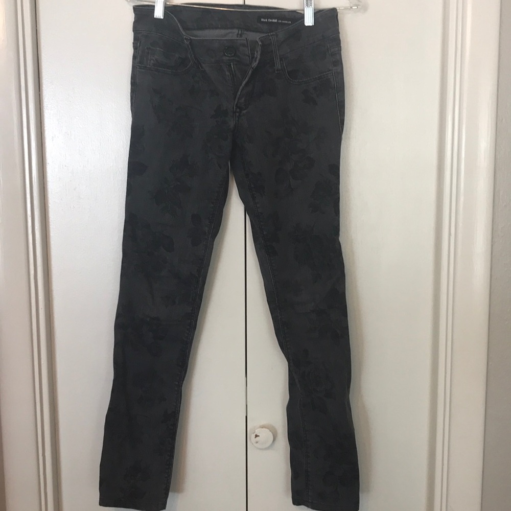 Black Orchid floral black jeans
